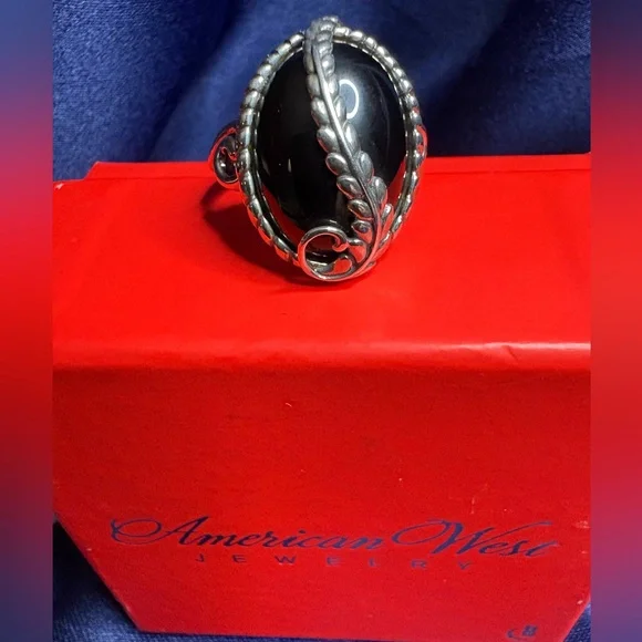 Ring*Carolyn Pollack American West Silver and Black Statement Vintage Ring - Picture 2 of 12